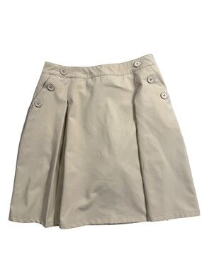 Nautica Size 16 Cream Khaki A-Line Skort Buttons Stretch Back to School Uniform